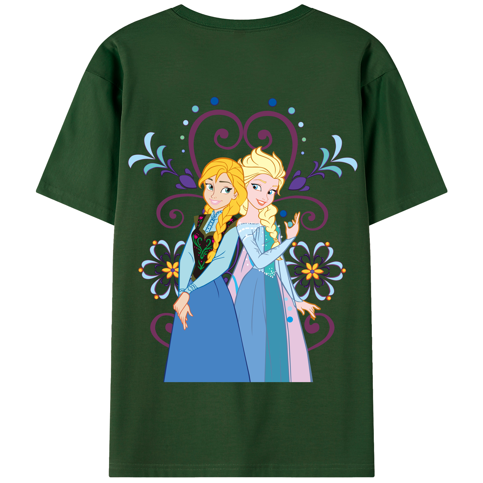 （画像用） アナと雪の女王 アンナ エルサ Frozen Anna Elsa 綿100％半袖Tシャツ（背面プリント）